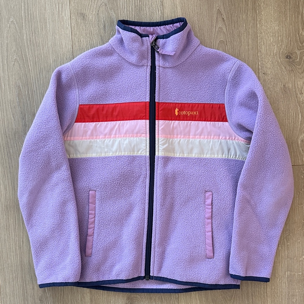 Cotopaxi Lavender Fleece Jacket with Red and White Accents